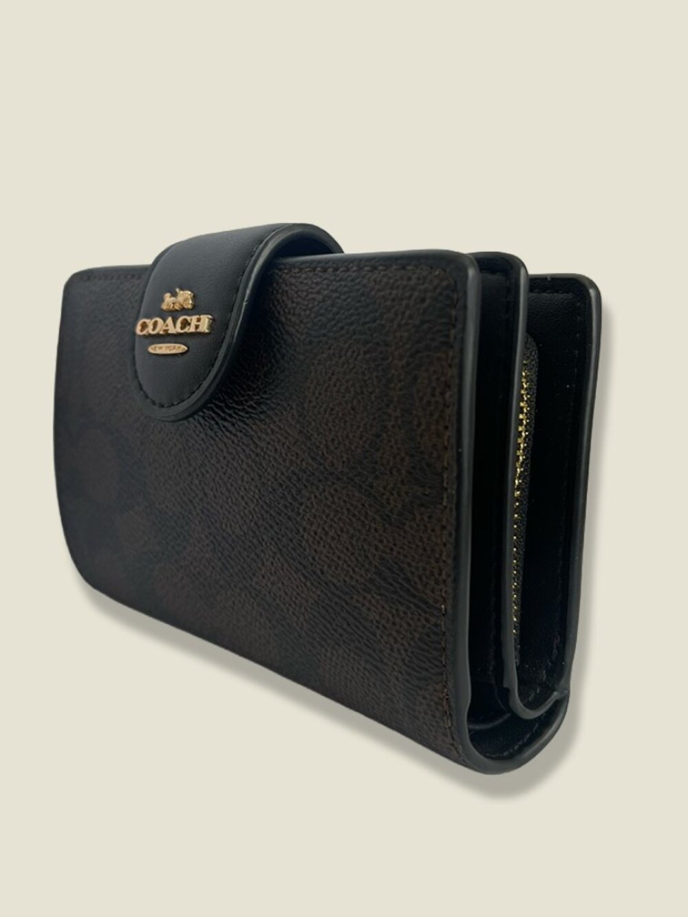 Coach Medium Corner Zip Wallet In Signature Canvas